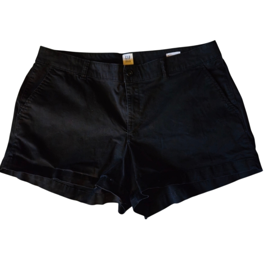 Gap Black Demin Jean Shorts Flat Front 3 inch Summer Classic Women Size 14
